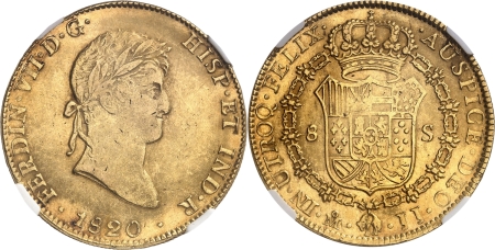 Mexique. Ferdinand VII (1808-1821). 8 escudos or - 1820 Mo JJ Mexico.