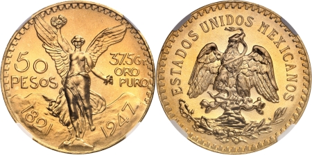 Mexique. Etats-Unis (1905 à nos jours) 50 pesos or - 1947.