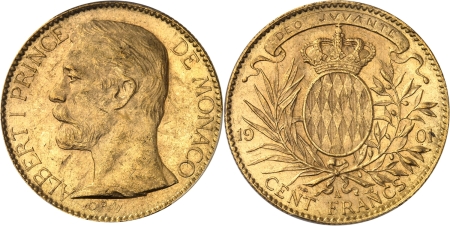 Monaco. Albert Ier (1889-1922). 100 francs or - 1901 A Paris.
