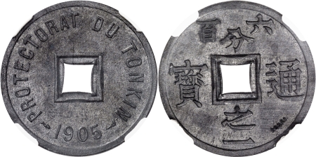 Tonkin. Essai en zinc du 1/600 piastre - 1905.
