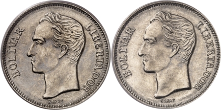 Venezuela. République (1823 à nos jours). Epreuve double avers du bolivar nickel - Non daté (1967) Londres.