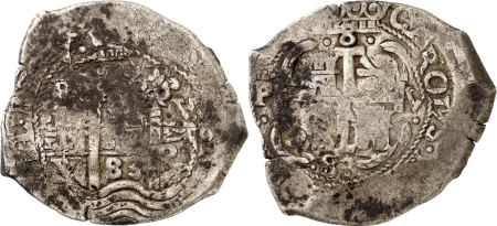 Bolivie. Charles II (1665-1700). 8 réales « Cob » - 1683 V Potosi.