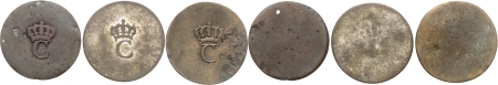 France - Colonie Générales Louis XVI (1774-1792). Série des 3 types du sol estampé - Non daté (1779-1797).