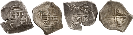 Mexique. Philippe IV (1621-1665). Deux exemplaires du 8 réales « Cob » - Date hors flan Mexico.