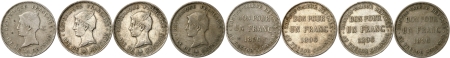 Réunion. Quatre exemplaires du franc - 1896.