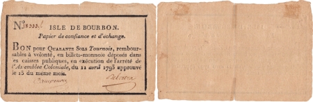 Isle de Bourbon (La Réunion) 40 sols - 11 avril 1793.