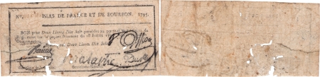 Isles de France et Bourbon (Maurice et Réunion). 2 livres 10 sols Loi du 28 Juillet 1790 - 1795.
