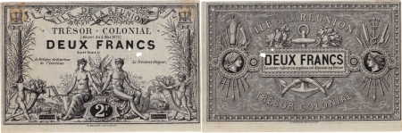 Réunion - Trésor Colonial. 2 francs type Mouchon Décret du 2 mai 1879 - Non daté.