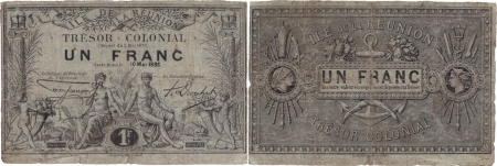 Réunion - Trésor Colonial. 1 franc type Mouchon Décret du 2 mai 1879 - 10 mai 1886.