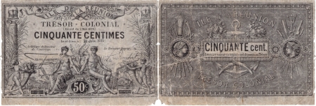 Réunion - Trésor Colonial. 50 centimes type Mouchon Décret du 2 mai 1879 - 21 juin 1886.