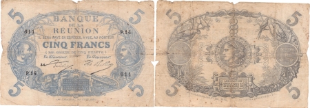 Réunion. 5 francs type bleu - Non daté (1870-1886).