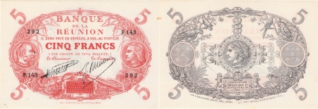 Réunion. 5 francs type rouge - (1938-1944).