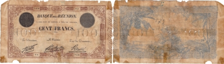 Réunion. 100 francs type marron - (1924).
