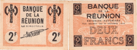 Réunion. 2 francs « francisque » - (1942).