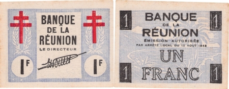 Réunion - France Libre. 1 franc « Croix de Lorraine » - (1943).