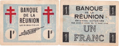Réunion - France Libre. 1 franc « Croix de Lorraine » - (1943).