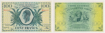 Réunion - Caisse Centrale de la France Libre 100 francs type anglais - (31.12.1945). 