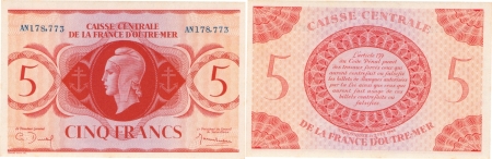 Réunion - Caisse Centrale de la France d’Outre-Mer 5 francs type anglais - L.1944.