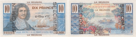 Réunion - C.C.F.O.M. Spécimen du 10 francs « Colbert » - (1946).