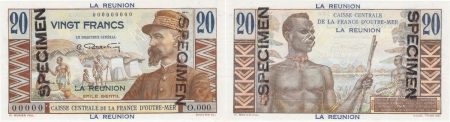 Réunion - C.C.F.O.M. Spécimen du 20 francs « E. Gentil » - (1946).