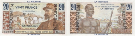 Réunion - C.C.F.O.M. Spécimen du 20 francs « E. Gentil » - (1946).