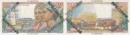 Réunion - C.C.F.O.M. Spécimen filigrané du 500 francs « Pointe à Pitre » - (1946).