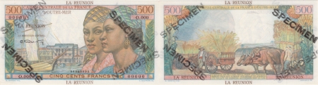 Réunion - C.C.F.O.M. Spécimen filigrané du 500 francs « Pointe à Pitre » - (1946).