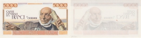 Réunion - C.C.F.O.M. Epreuve uniface sans filigrane du 5000 francs « Schoelcher » - (1946).
