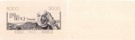 Réunion - C.C.F.O.M. Epreuve uniface sans filigrane du 5000 francs « Schoelcher » - (1946).
