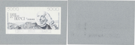 Réunion - C.C.F.O.M. Epreuve uniface sans filigrane du 5000 francs « Schoelcher » - (1946).
