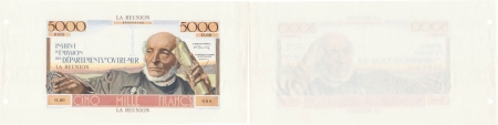 Réunion - I.E.D.O.M. Epreuve uniface sans filigrane du 5000 francs « Schoelcher » - (1960).
