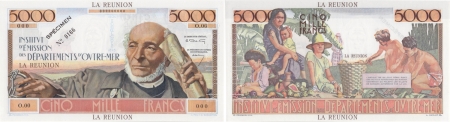 Réunion - I.E.D.O.M. Spécimen filigrané du 5000 francs « Schoelcher » - (1960).