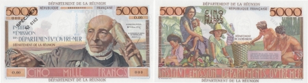 Réunion - I.E.D.O.M. Spécimen filigrané du 5000 francs « Schoelcher » - (1964).
