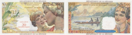 Réunion - I.E.D.O.M. 20 NF sur 1000 francs « Union Française » - (1971).