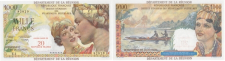 Réunion - I.E.D.O.M. 20 NF sur 1000 francs « Union Française » - (1971).
