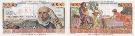 Réunion - I.E.D.O.M. 100 NF sur 5000 francs « Schoelcher » - (1971).