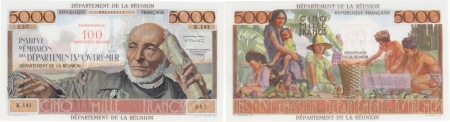 Réunion - I.E.D.O.M. 100 NF sur 5000 francs « Schoelcher » - (1971).