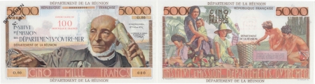Réunion - I.E.D.O.M. Spécimen filigrané du 100 NF sur 5000 francs « Schoelcher » - (1971).