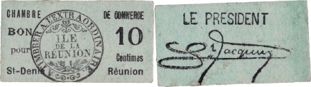 Réunion - Chambre de Commerce de Saint-Denis Bon pour 10 centimes - (1918).