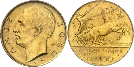 Ahmed Zogu (1925-1939) - 100 francs or 2 étoiles - 1927 R Rome