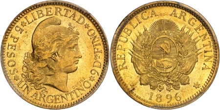 République (1862 à nos jours) - 5 pesos ou 1 argentino - 1896