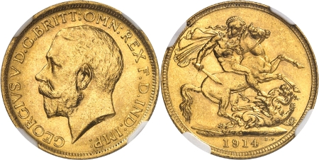 Georges V (1910-1936)  - Souverain or - 1914 S Sydney