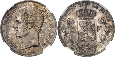 Léopold Ier (1831-1865) - 2 1/2 francs argent petite tête - 1849