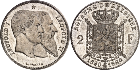 Léopold II (1865-1909) - Epreuve en argent du 2 francs - 1880
