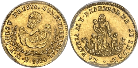 Manuel Isidor Belzu (1848-1855) - 1/2 Escudo or - 1854 PTS Potosi