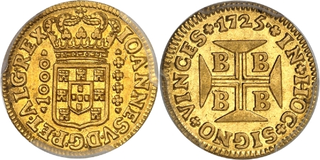 Jean V (1706-1760)  - 1.000 reis or - 1725 Bahia