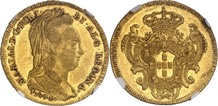 Marie Ière (1786-1799) - 6.400 reis or « type veuvage » - 1789 R Rio
