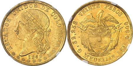Etats-Unis de Colombie (1863-1886) - 20 pesos - 1868 Medellin