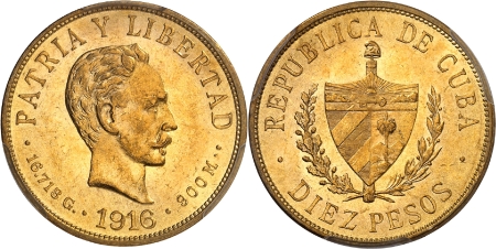 Première République (1902-1962) - 10 pesos or - 1916