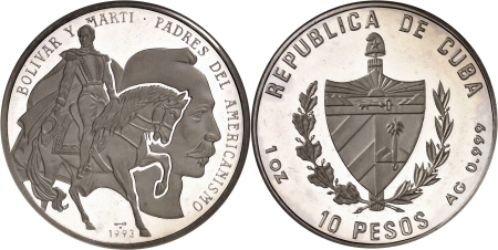République de (1962 à nos jours) - Piéfort sur flan bruni du 10 pesos - 1993